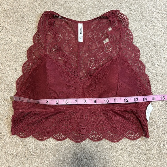 Zenana wine lace racerback bralette w/ pads L - Picture 8 of 9